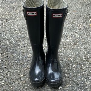 Shiny Black Hunter Rain boots